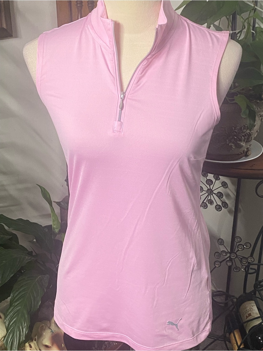 Puma Light Pink Sleeveless Quarter-Zip Performance Tank S-XS